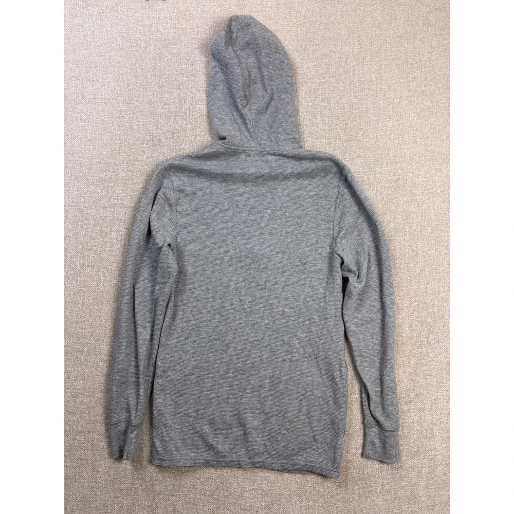 Polo Ralph Lauren Mens Gray Waffle Knit Quarter Zip Loungewear Hoodie Small
